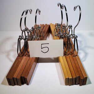 VINTAGE WOOD PANTS HANGERS..1970 ERA..BUNDLE NO. FIVE..BUNDLE QUANTITY: SIX
